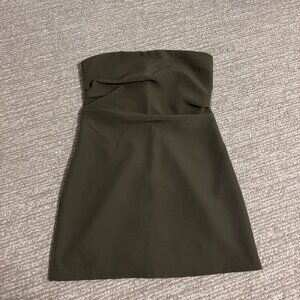 Dark Green Formal Strapless Dress